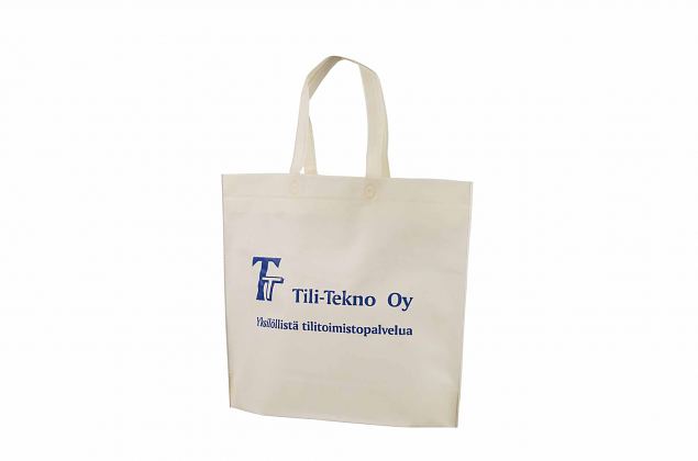 beiget non woven kassi painatuksella 