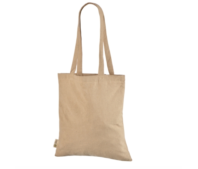 Beige mulepose i genbrugt bomuld. Størrelse 38 x 42 cm_1