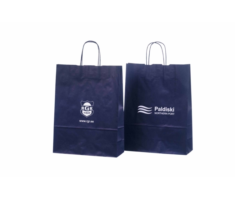 Blå papirsposer med personligt tryk944