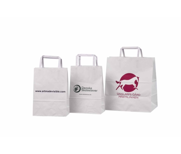 Hvide papirsposer med flad hank 62