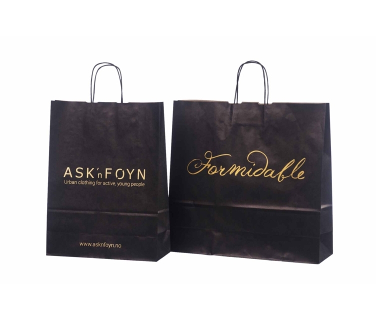 Sorte papirsposer med tryk 234