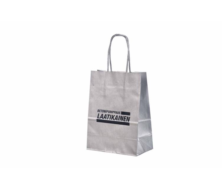 Sølv-farvede papirsposer med tryk