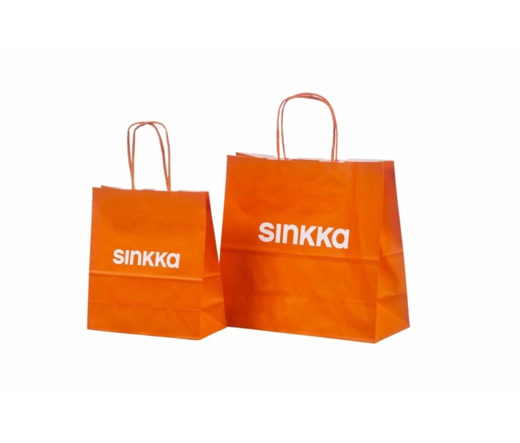 Orange papirsposer med hank og logo12