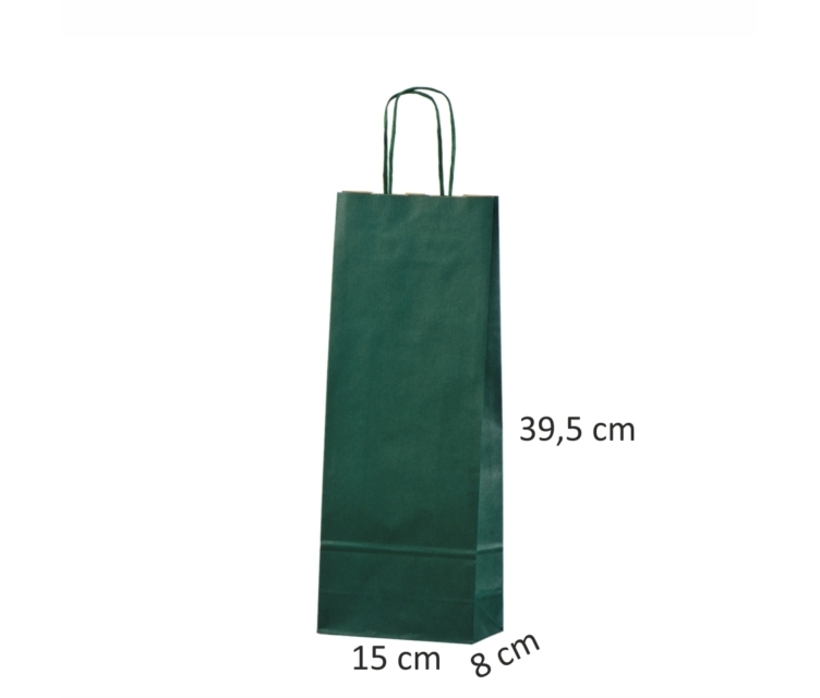 Grøn vinpose i kraftpapir til 1 flaske