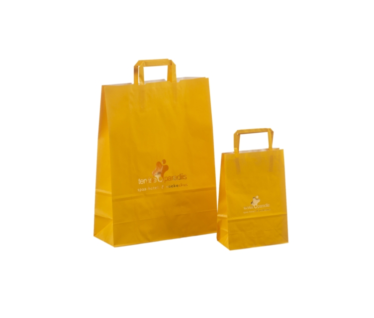 Orange papirsposer med flad hank44