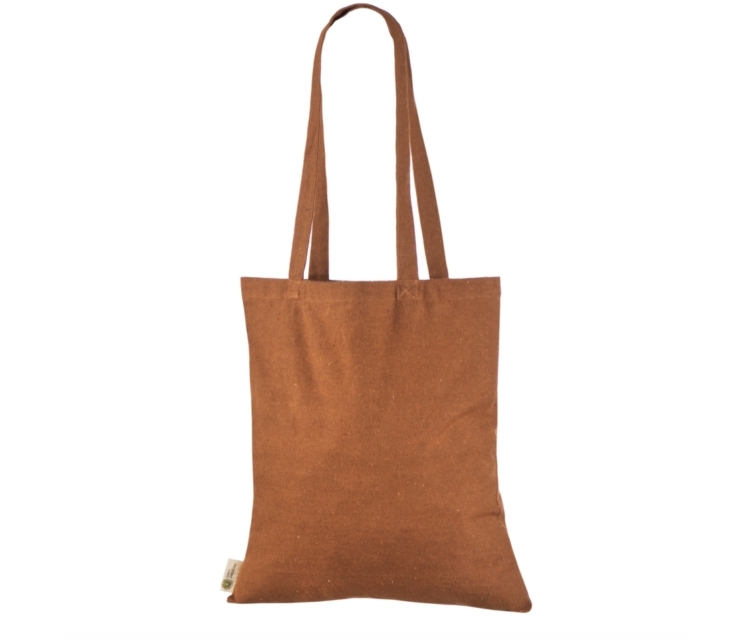 Rustfarvet mulepose i genbrugt bomuld. Størrelse 38 x 42 cm