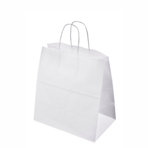 hvid take away papirspose med tryk  32x19x34 cm_2222