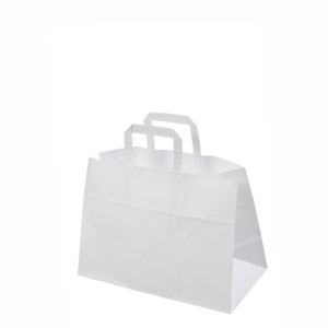 hvid take away papirspose med tryk  35x17x24,5 cm_222