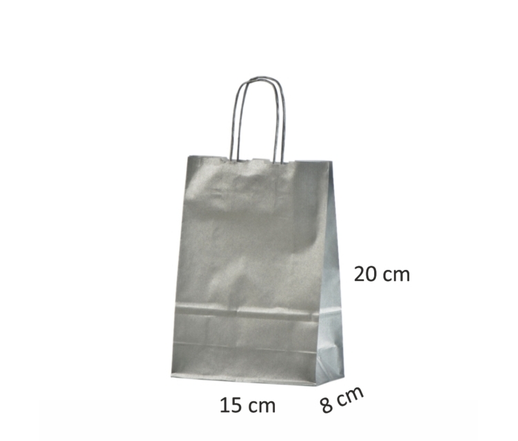 sølv-farvede papirsposer med hank 765