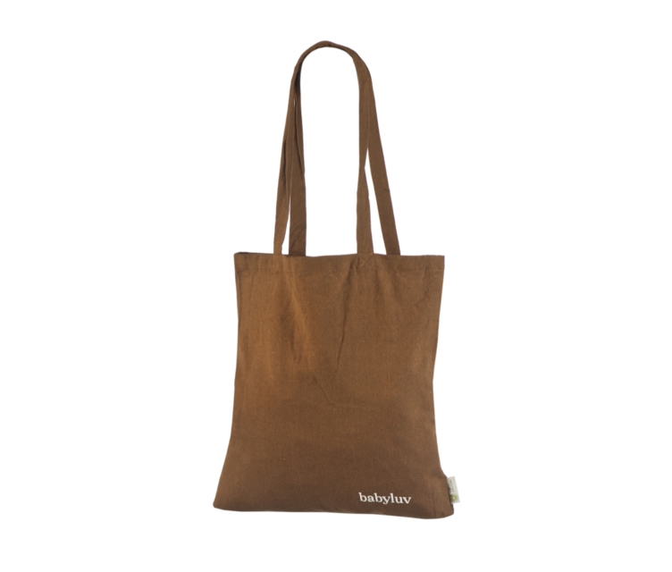 Rustfarvet mulepose i genbrugt bomuld, med tryk er 50 stk