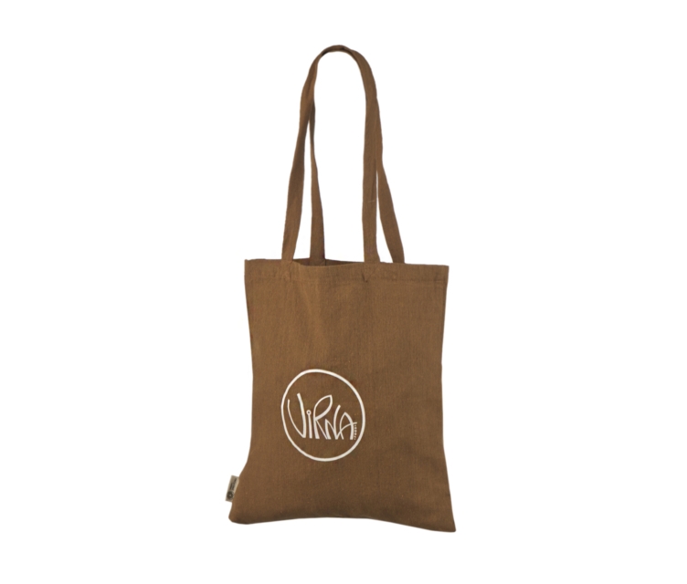 Rustfarvet mulepose i genbrugt bomuld. Størrelse