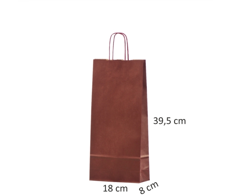 Vinrød vinpose i kraftpapir til 2 flasker