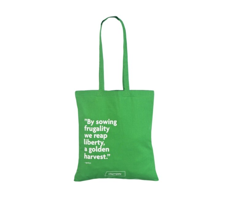 Grøn mulepose i bomuld. Størrelse