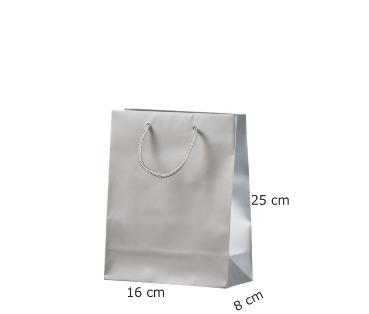 Sølv-farvet papirspose med mat laminering6