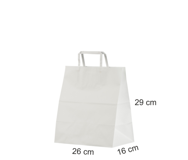 Hvid takeaway-papirspose- 26x16x29 cm