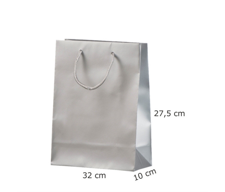 Sølv-farvet papirspose med mat laminering2