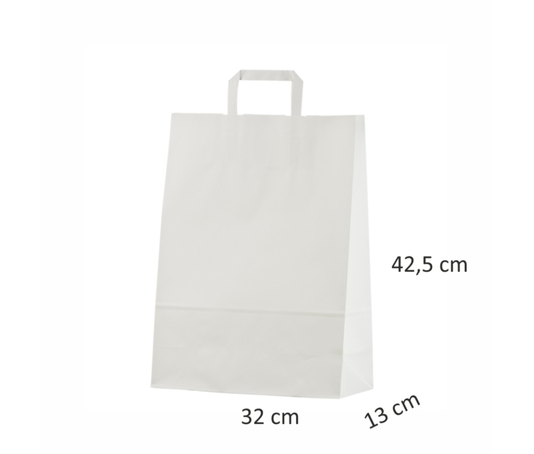 Hvide papirsposer med flad hank