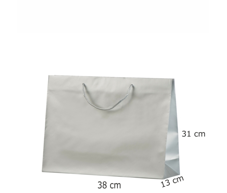 Sølv-farvet papirspose med mat laminering
