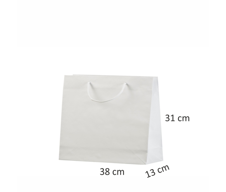 Hvide håndlavede poser i kraftpapir med logo5555 