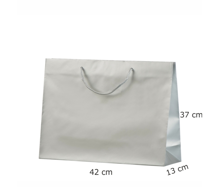 Sølv-farvet papirspose med mat laminering232