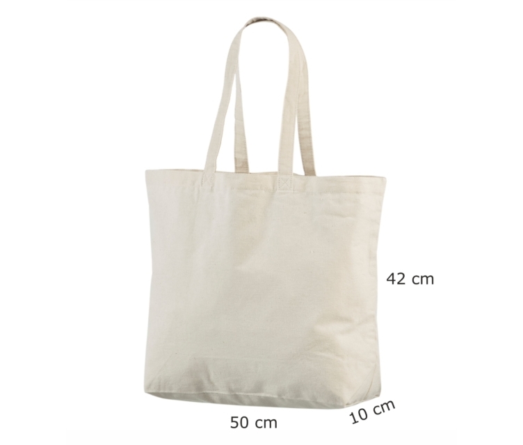 Naturfarvet mulepose i bomuld med bred bund