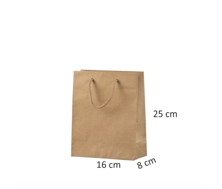 Brune håndlavede poser i kraftpapir med personligt tryk654
