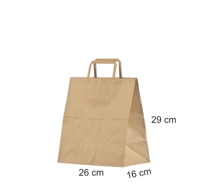 Brun takeaway-papirspose- 26x16x29 cm