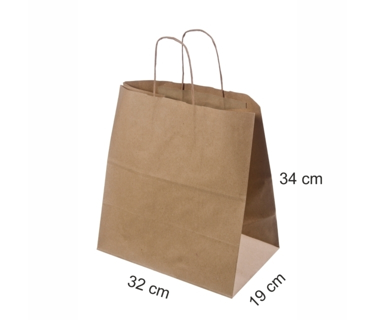 Brun takeaway-papirspose – 32x19x34 cm