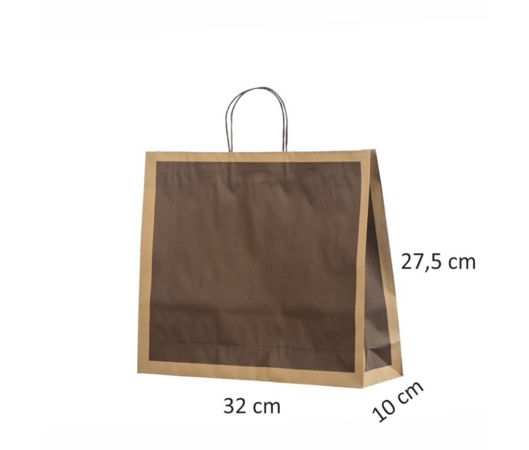 Mørkebrun øko-gavepose i papir32x10x27,5