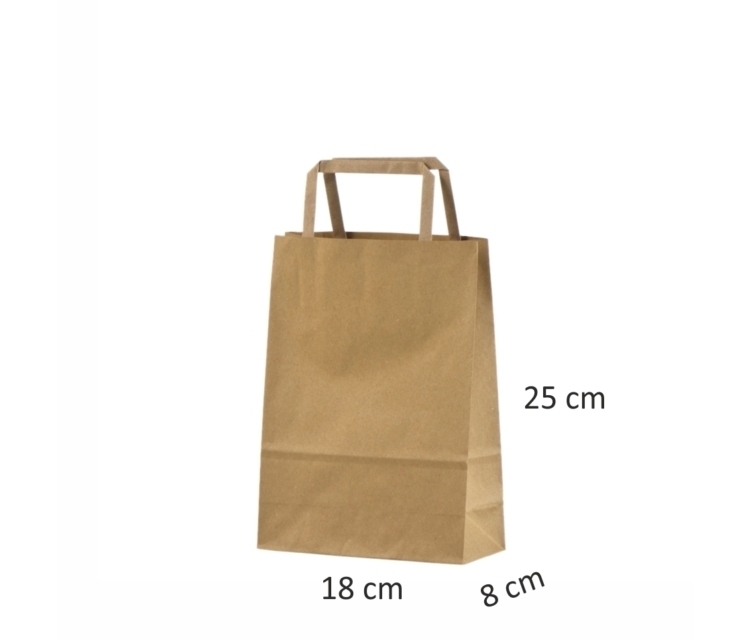 Øko-papirsposer med flad hank18x8x25