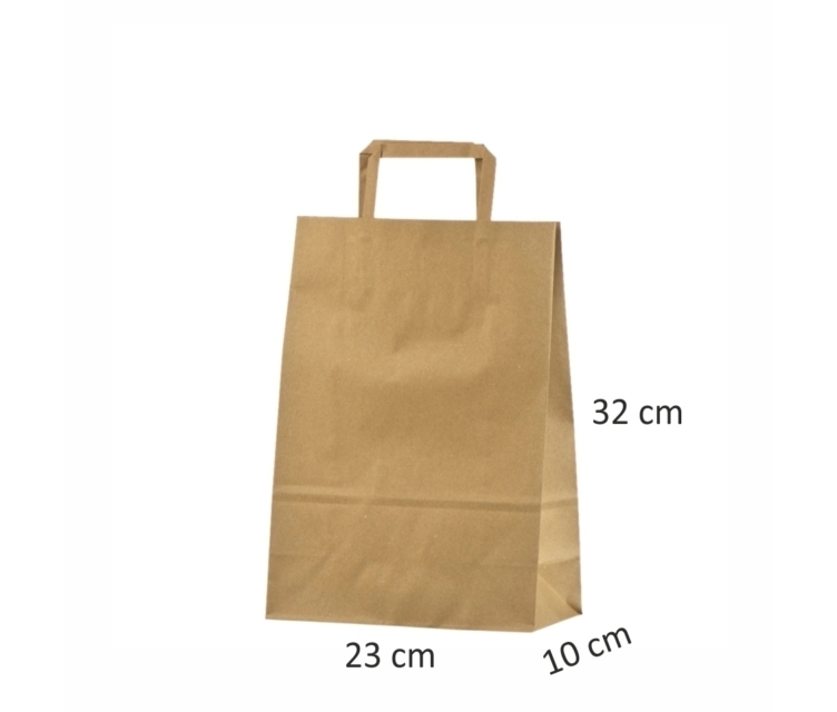 Øko-papirsposer med flad hank23x10x32