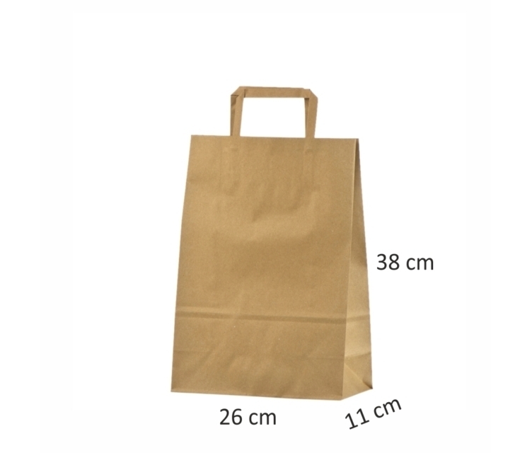 Øko-papirsposer med flad hank26x11x38