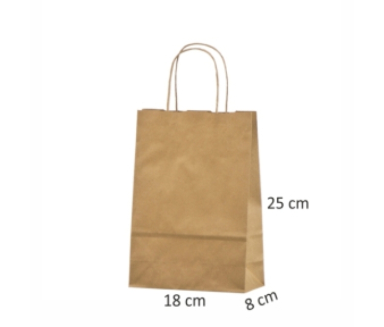 Øko-papirsposer med snoede håndtag18x8x25 cm