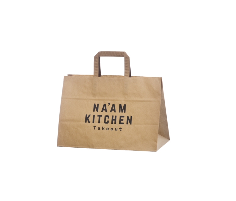 Brune vide Takeaway-papirsposer med flad hank55