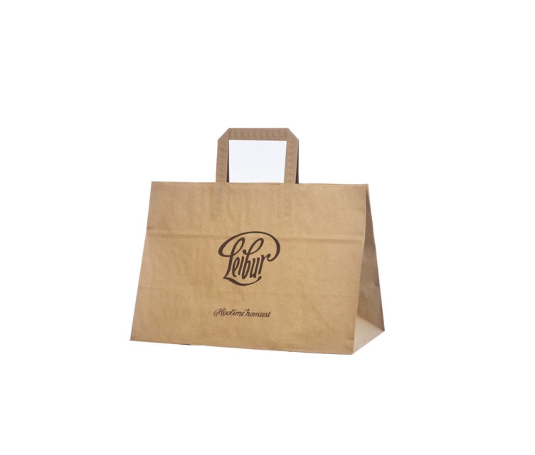 Brune Takeaway-papirsposer med flad hank696