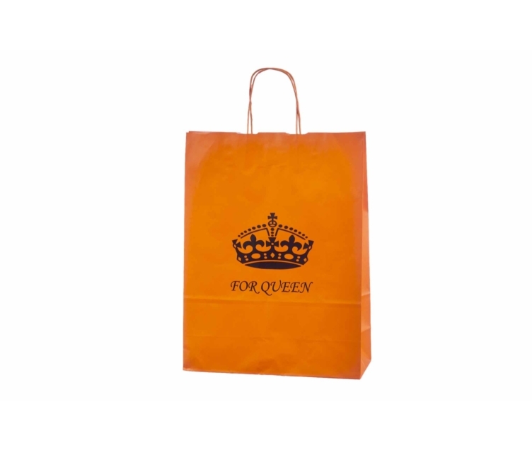 Orange papirsposer med hank og logo 1