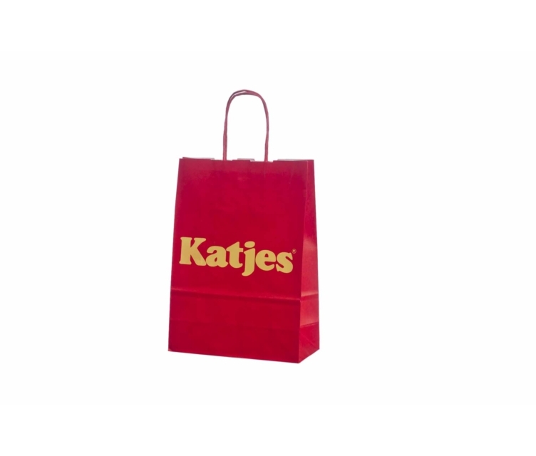 Røde papirsposer er produceret af kraftpapir og har røde håndtag i papirgarn13