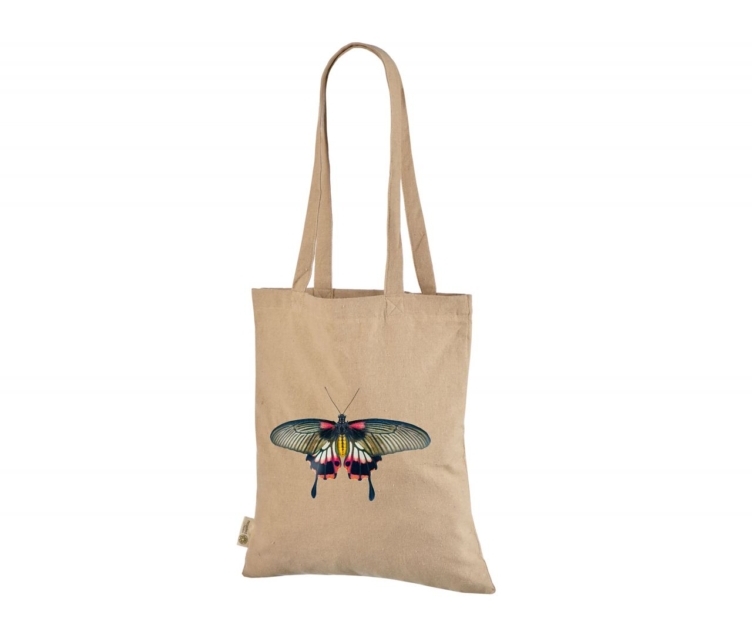 Beige mulepose i med logo og tryk 2